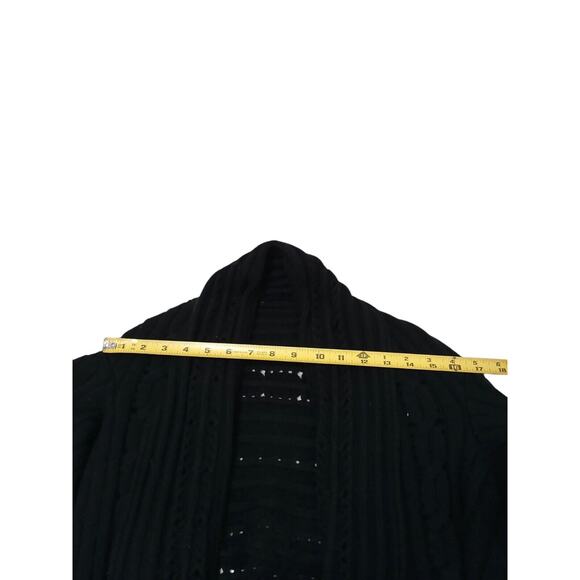 SHRUG Bolero Cable Knit Cardigan Size M BLACK Hi Lo Lagenlook Relaxed Bohemian - Picture 11 of 16